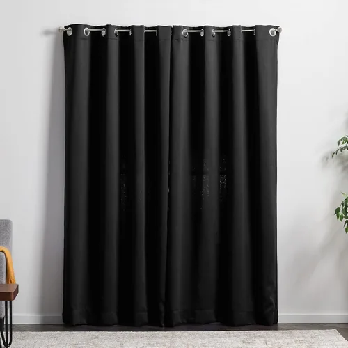 Miniatura 2 de Linenspa Juego de 2 paneles de cortinas opacas 85% - Cortinas negras de 84 pulgadas de largo, aislamiento térmico, reducción de ruido, esenciales