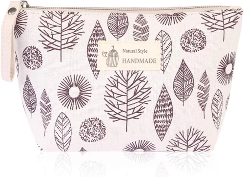 RIAH FASHION Bolsa portátil de viaje para maquillaje cosmético, organizador de artículos de tocador, bolso de pulsera, floral, a cuadros, corcho,
