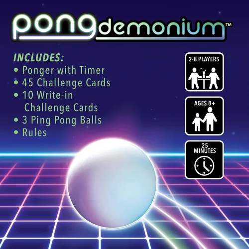 Miniatura 2 de MindWare Juego de fiesta Pongdemonium – Desafío de acción de ritmo rápido con temporizador, pelota rebotante y 55 cartas – Divertido juego