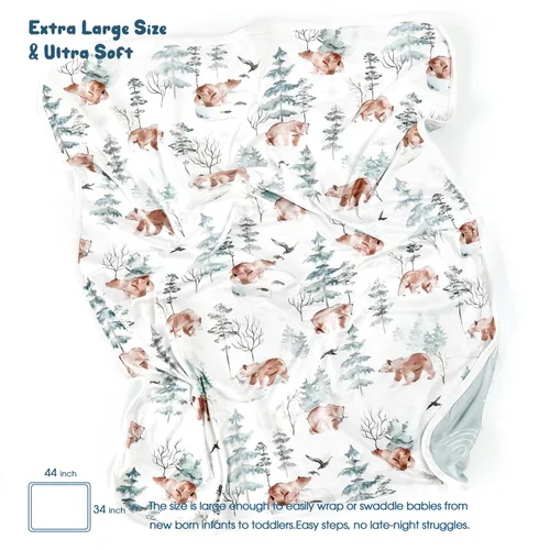 Miniatura 2 de GRSSDER Paquete de 2 mantas de punto súper suaves para bebés niñas y niños, mantas reversibles de doble capa de 34 x 44 pulgadas, extra grandes