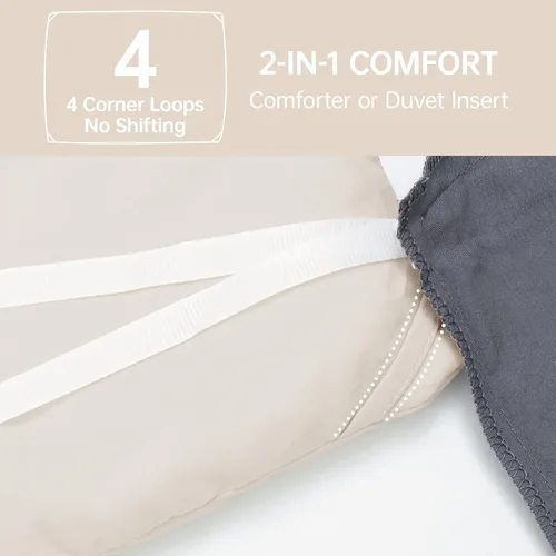 Miniatura 6 de MUXHOMO Juego de edredón beige tamaño individual/individual XL, ropa de cama alternativa ultrasuave para todas las estaciones. El juego de cama