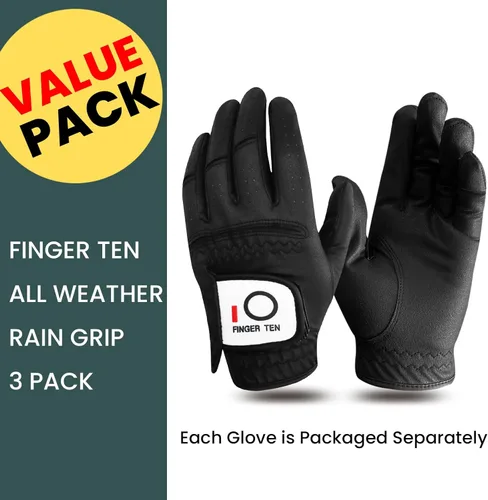 Miniatura 2 de FINGER TEN Guantes de golf para todo tipo de clima, paquete de 3 para golfista diestro, agarre de lluvia caliente y húmeda, guantes suaves y cómodos