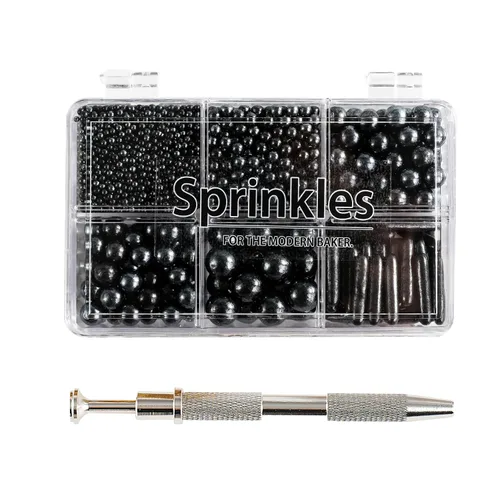 Miniatura 13 de Kasvan Gránulos de azúcar dorados y plateados, perlas de caramelo comestibles con bolígrafo espolvoreador de 4 garras, 8.32 onzas, paquete de caja