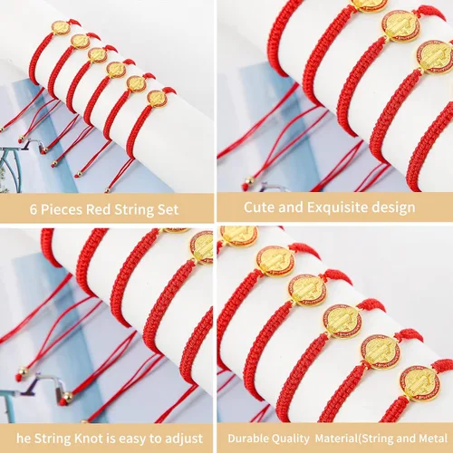 Miniatura 4 de 612 pulseras de la Virgen María San Benito San Juda rosario hechas a mano nudo rojo pulsera de la suerte para hombres o mujeres como regalo y se