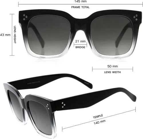 Miniatura 62 de zeroUV - Gafas de sol cuadradas retro de moda de gran tamaño para mujer estilo vintage 1.969 pulgadas