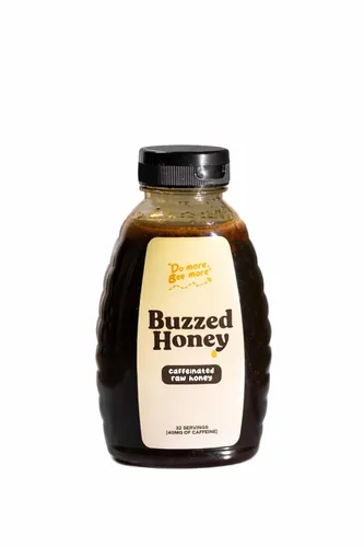 Buzzed Honey - 16oz (32 porciones), miel cruda sin filtrar, preentrenamiento, natural, energía limpia, cafeinada, fuerza, resistencia y energía