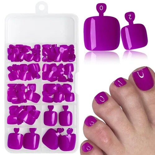AddFavor 120 uñas postizas a presión moradas para mujeres, uñas postizas cuadradas de cobertura completa, puntas de uñas falsas, uñas postizas con