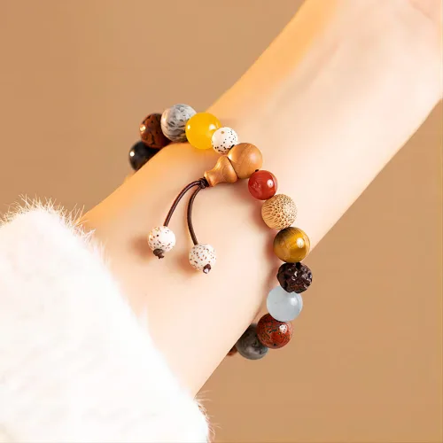 Miniatura 4 de 19 Seeds Multi Treasures Bodhi Luck Bracelet Handmade Colorful Beaded Bracelets for Meditation and Yoga Practices - Gifts for Women Men Boys Girls