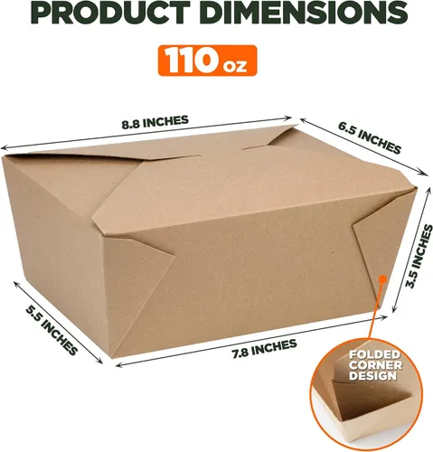 Miniatura 3 de Fit Meal Prep Paquete de 25 recipientes desechables de 110 onzas para llevar para microondas, cajas de papel kraft para llevar, contenedores