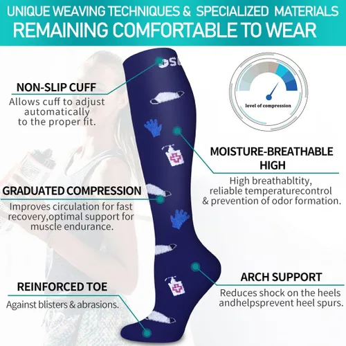 Miniatura 5 de COOLOVER - 6 pares de calcetines de compresión con cobre para mujeres y hombres, el mejor soporte para correr, atletismo, enfermería, viajes