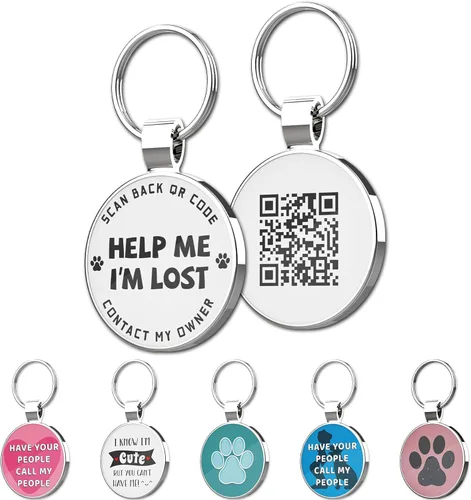 Etiqueta de identificación para mascotas MYLUCKYTAG con código QR | Etiqueta personalizada para collar de perro y gato | Perfil en línea con alerta