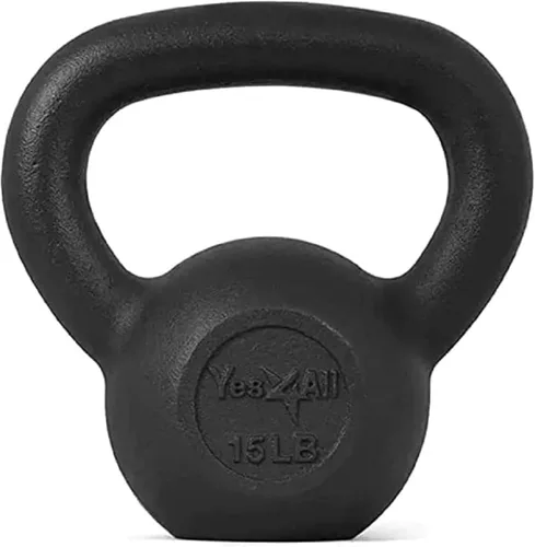Miniatura 18 de Yes4All Pesa rusa de hierro fundido, pesas rusas para entrenamiento de fuerza 5-80 libras (5, 10, 15, 20, 25, 30, 35, 40, 45, 50, 60, 70, 80 libras)