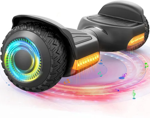 Gyroor Scooter de equilibrio automático G13 todo terreno con luces LED, autoequilibrio todoterreno con Bluetooth para niños de 6 a 12 años y Negro