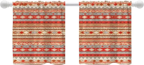 Miniatura 33 de Shrahala Cortinas de hojas de arce otoñales para ventanas de cocina, hojas rojas ardientes, fondo marrón, paneles de cortina de ventana de poliéster