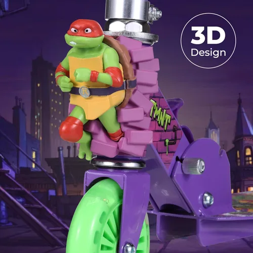 Miniatura 8 de TMNT - Patinete de patada de 2 ruedas con ruedas que se iluminan – Plegable, plataforma antideslizante, paseo cómodo y suave