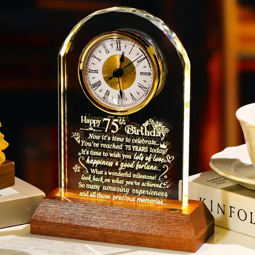 Miniatura 12 de Ornalrist Reloj de cuarzo de cristal de feliz cumpleaños número 100 para hombres y mujeres, regalo de cumpleaños de 100 años para padres, abuela