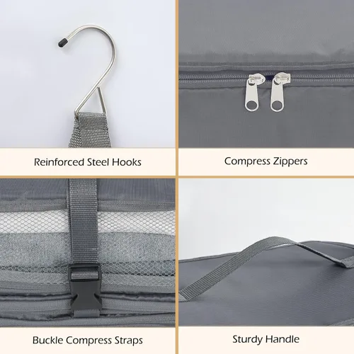 Miniatura 6 de Surblue Estantes colgantes, bolsa de almacenamiento de viaje, cubo de embalaje de compresión para maleta plegable con capa de extensión de gran