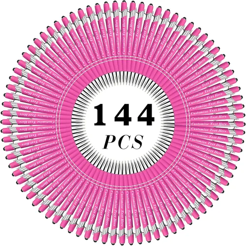 Miniatura 144 de Bolígrafos personalizados a granel con punta de lápiz capacitivo, 12 bolígrafos personalizados con logotipo de mensaje con nombre, bolígrafos