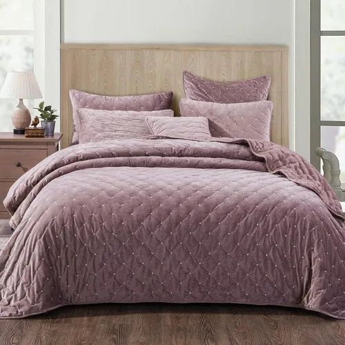 Miniatura 10 de Tache Velvet Dreams - Juego de colcha lujosa de terciopelillo y velur súper suave y afelpado, cálido y acogedor, con acolchado de lunares y mechones