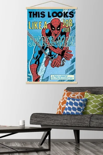 Miniatura 2 de Trends International Marvel Comics Spider-Man - Póster de pared con marco magnético con texto en inglés «Looks Like A Job»