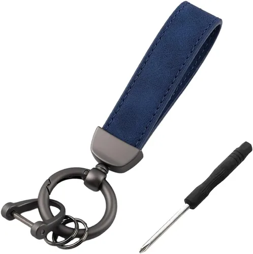 Miniatura 8 de Kewucn Llavero de Cuero Genuino para Automóvil, Portallaves Universal de Metal Resistente para Automóvil con Anillo en D Antipérdida para Hombres