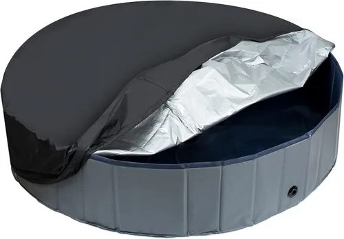 Miniatura 6 de Niubya Cubierta redonda para piscina para perros, cubierta plegable para piscina para mascotas, impermeable, a prueba de polvo y lavable, con diseño