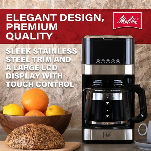 Miniatura 6 de Melitta Aroma Tocco - Cafetera de goteo de vidrio de 10 tazas, automática y programable, capacidad de 96 onzas con 5 filtros de café, color negro