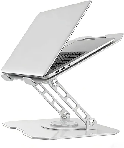 Miniatura 8 de Soporte ajustable para laptop para escritorio, elevador ergonómico giratorio de 360°, soporte plegable para computadora portátil compatible