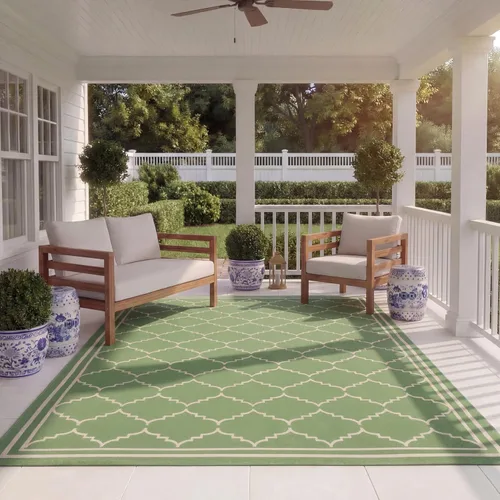 Miniatura 39 de SAFAVIEH Alfombra lavable para exteriores, colección Courtyard de 2.3 x 6.7 pies, color negro y crema, no desprende pelusa y de fácil limpieza