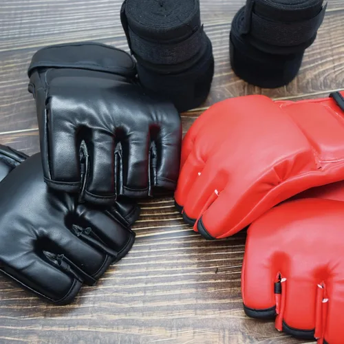 Miniatura 7 de 2 pares de guantes de boxeo y kickboxing para hombres y mujeres, principiantes y profesionales, a prueba de golpes, de cuero, juego de guantes