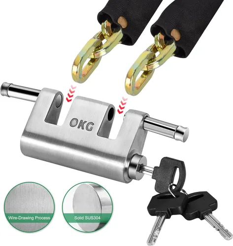 Miniatura 6 de OKG Cerradura de acero inoxidable ultra segura, candado fundido sólido resistente, 3 llaves, 2 varillas, grillete de 7/16 pulgadas, cilindro