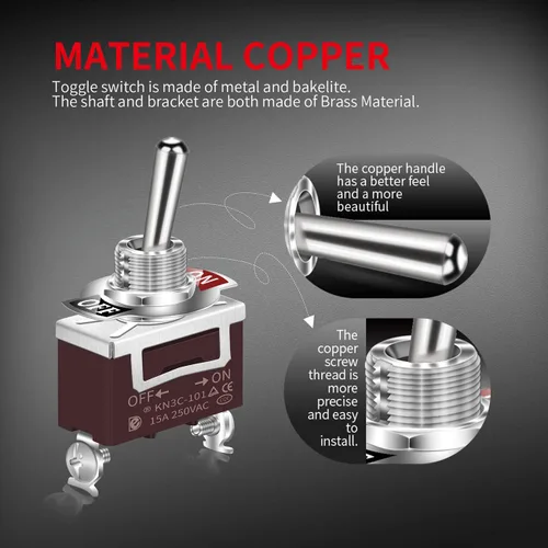 Miniatura 8 de DaierTek 2 interruptores de palanca marinos con cubierta de goma impermeable + 1 interruptor de palanca con cubierta de protección de seguridad