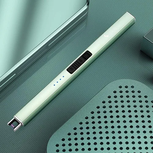 Miniatura 2 de SUPRUS Encendedor eléctrico de arco, a prueba de viento, sin llama, recargable por USB con bloqueo de seguridad para velas, barbacoa, camping (verde)