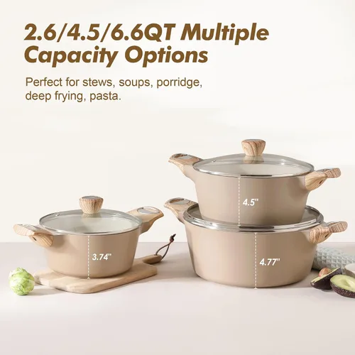 Miniatura 7 de SENSARTE Sartén antiadherente de cerámica, olla de sopa de 2.6 cuartos de galón, cacerola de cocina, sartenes antiadherentes para tortillas,