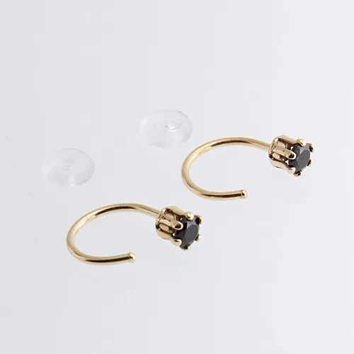 Miniatura 42 de Half Huggie Birthstone Gold Hoop Earrings for Women Tiny Cartilage Stud Piercing Earring Hypoallergenic Earring Screw Back Dainty Hug