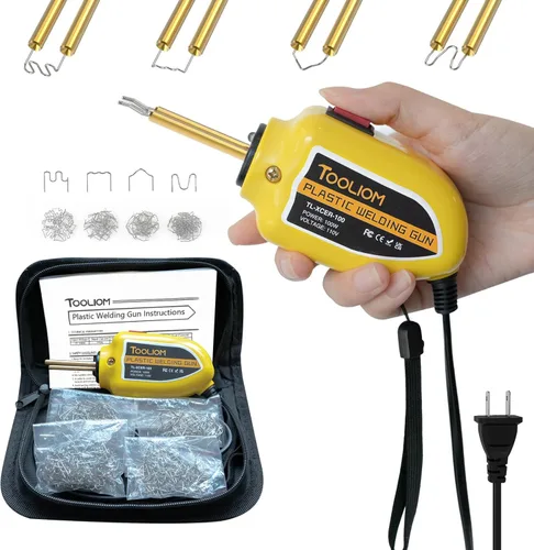TOOLIOM - kit de reparación de plástico con soldador de plástico portátil de 100 W y engrapadora térmica, kit de soldadura de plástico de 110 V con