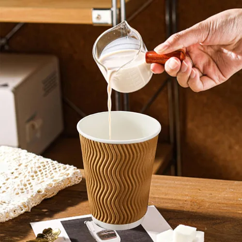 Miniatura 5 de Clawsoff Paquete de 150 tazas de café de 8 onzas, desechables, corrugado, aisladas, onduladas, de papel de pared, tazas de café de 8 onzas