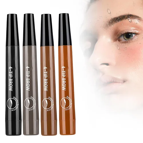 Miniatura 9 de Microblading - Lápiz de cejas para mujer, lápices de cejas mejorados con 4 puntas de microtenedor, lápiz mágico impermeable para cejas, tatuaje