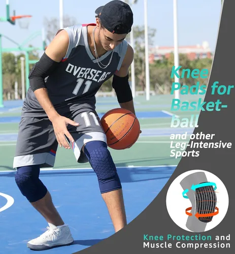 Miniatura 2 de Rodilleras HiRui para niños, jóvenes y adultos, rodilleras para baloncesto y béisbol, rodilleras de apoyo, rodilleras anticolisión, rodilleras