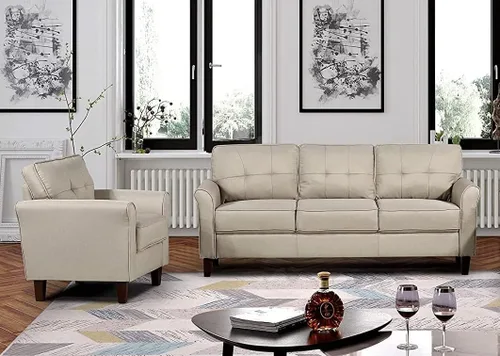 Miniatura 17 de Container Furniture Direct Kouchouk - Muebles de sala de estar de terciopelo cómodos de tres plazas, sofá moderno de mediados de siglo, sofá biplaza