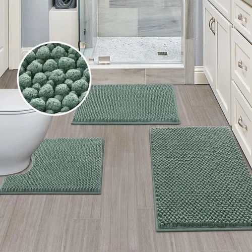 Miniatura 11 de Turquoize Alfombras de baño de felpilla antideslizante para baño, 17 x 24 pulgadas, extra suaves y absorbentes, lavables a máquina, perfectas