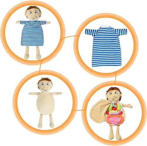 Miniatura 6 de KAKIBLIN Modelo de cuerpo humano para niños, muñeca de anatomía de felpa con órganos humanos extraíbles, muñeca de peluche educativa, kits