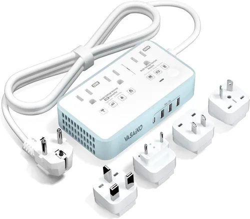 Miniatura 9 de Convertidor de voltaje de 220 V a 110 V de EE. UU. a Europa, convertidor de voltaje de 2000 W para viajes europeos con 3 puertos AC 2 USB-C 2 USB-A