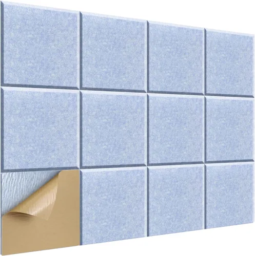 Miniatura 9 de SHJADE 12 piezas de paneles acústicos cuadrados autoadhesivos, panel acústico de alta densidad de 12 x 12 x 0.4 pulgadas, elegante acolchado Blanco