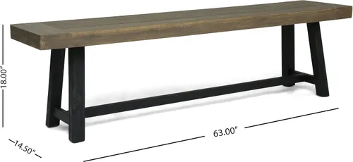 Miniatura 3 de Christopher Knight Home Toby Outdoor Banco de madera de acacia, acabado gris arenado y negro