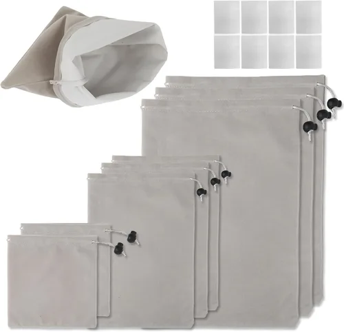 MUOUM Juego de bolsas de juguetes de almacenamiento de doble cara (8 piezas en 3 tamaños), bolsas de microfibra con cordón, organizador de juguetes