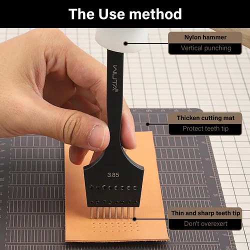 Miniatura 7 de WUTA Juego de Herramientas de Trabajo Profesional para Cuero Desmontable, Perforadora de Círculo, Punzón de Costura, Kit de Herramientas Manuales