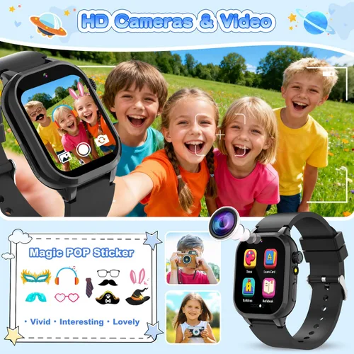 Miniatura 4 de MOFGDNI Reloj inteligente para niños con 39 juegos, cámara incorporada, grabadora de video, alarma, calculadora, podómetro y varios fondos