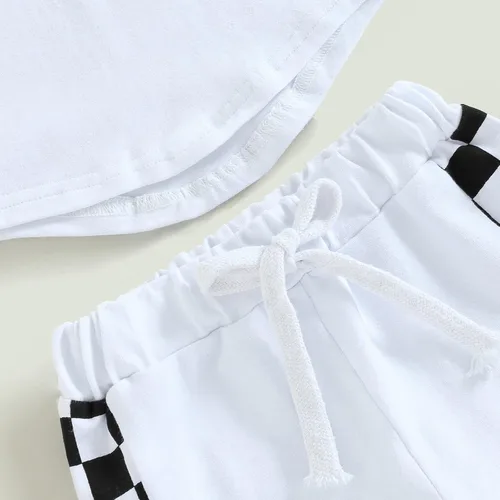 Miniatura 6 de AEEMCEM Conjunto de 2 piezas de camiseta de manga corta para bebé niño y niña, ropa de verano a cuadros