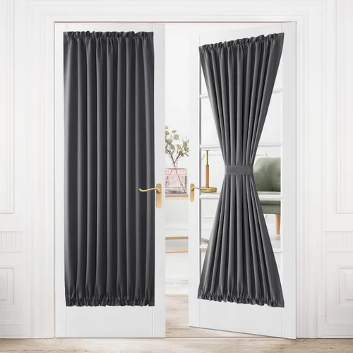 Miniatura 165 de DWCN Cortinas para puerta francesa: cortina térmica con bolsillo para barra para puertas con ventana de vidrio, puertas de cocina y patio